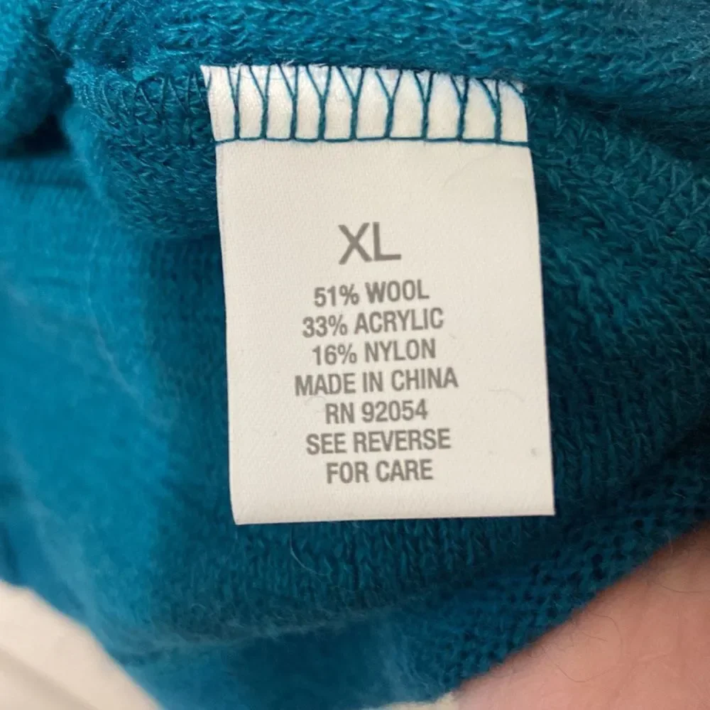 Blue green‎ jacket with ruffle and brass looking buttons - Picture 7 of 8